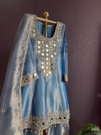 Luxurious mirrorwork anarkali set