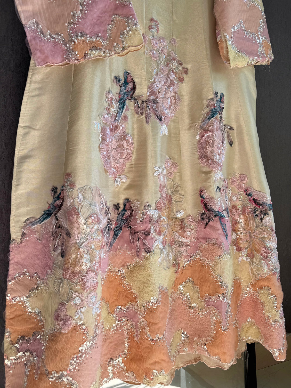 Luxurious appliqué birds Anarkali suit