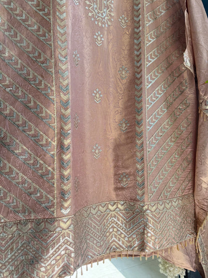 Luxurious Tissue Brocade gota appliqué work suit