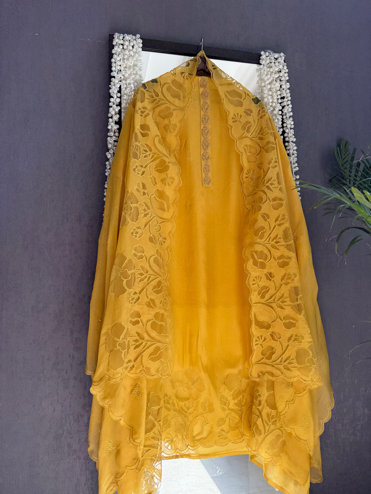 Organza monochromatic appliqué suit