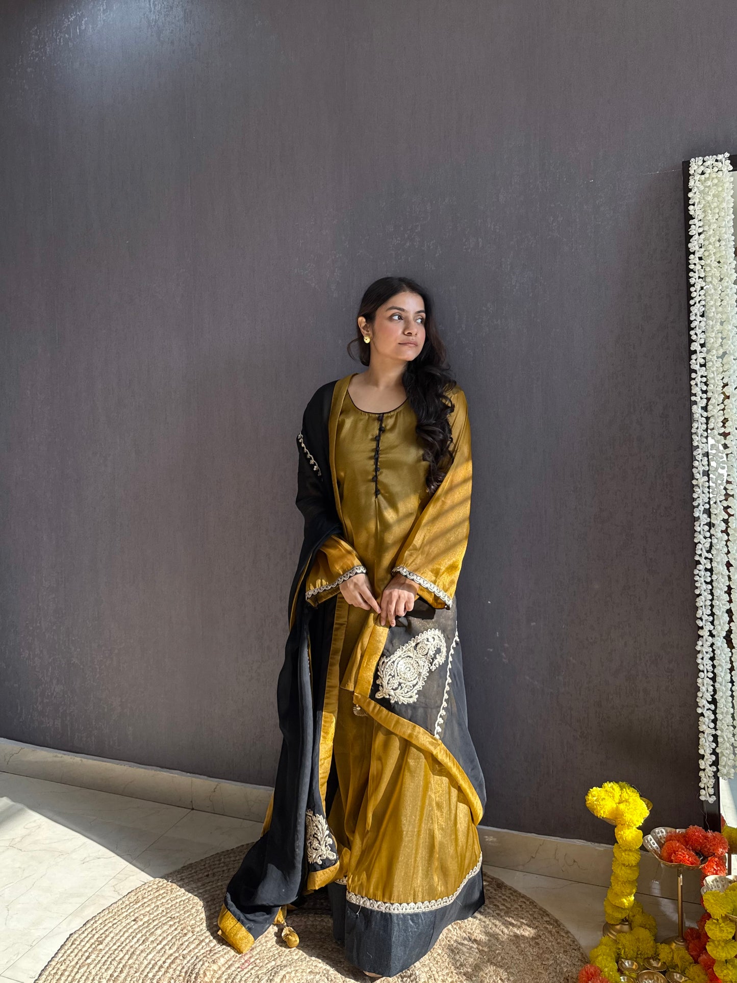 Luxurious metallic sharara set