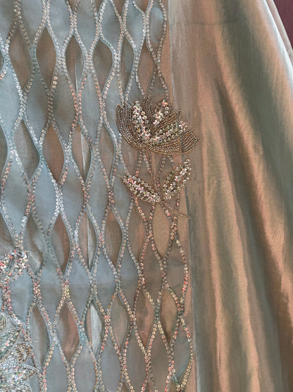 Luxurious cutwork Tissue silk suit