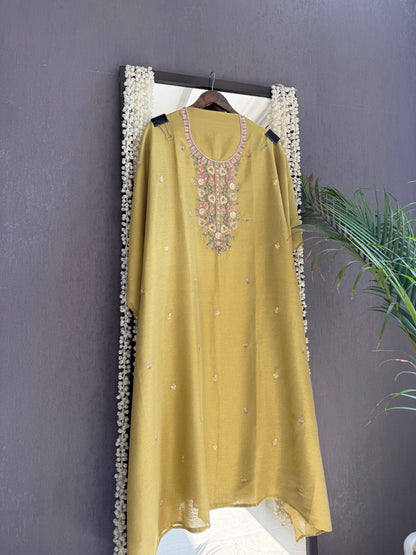 Premium tissue silk hand embroidered suit