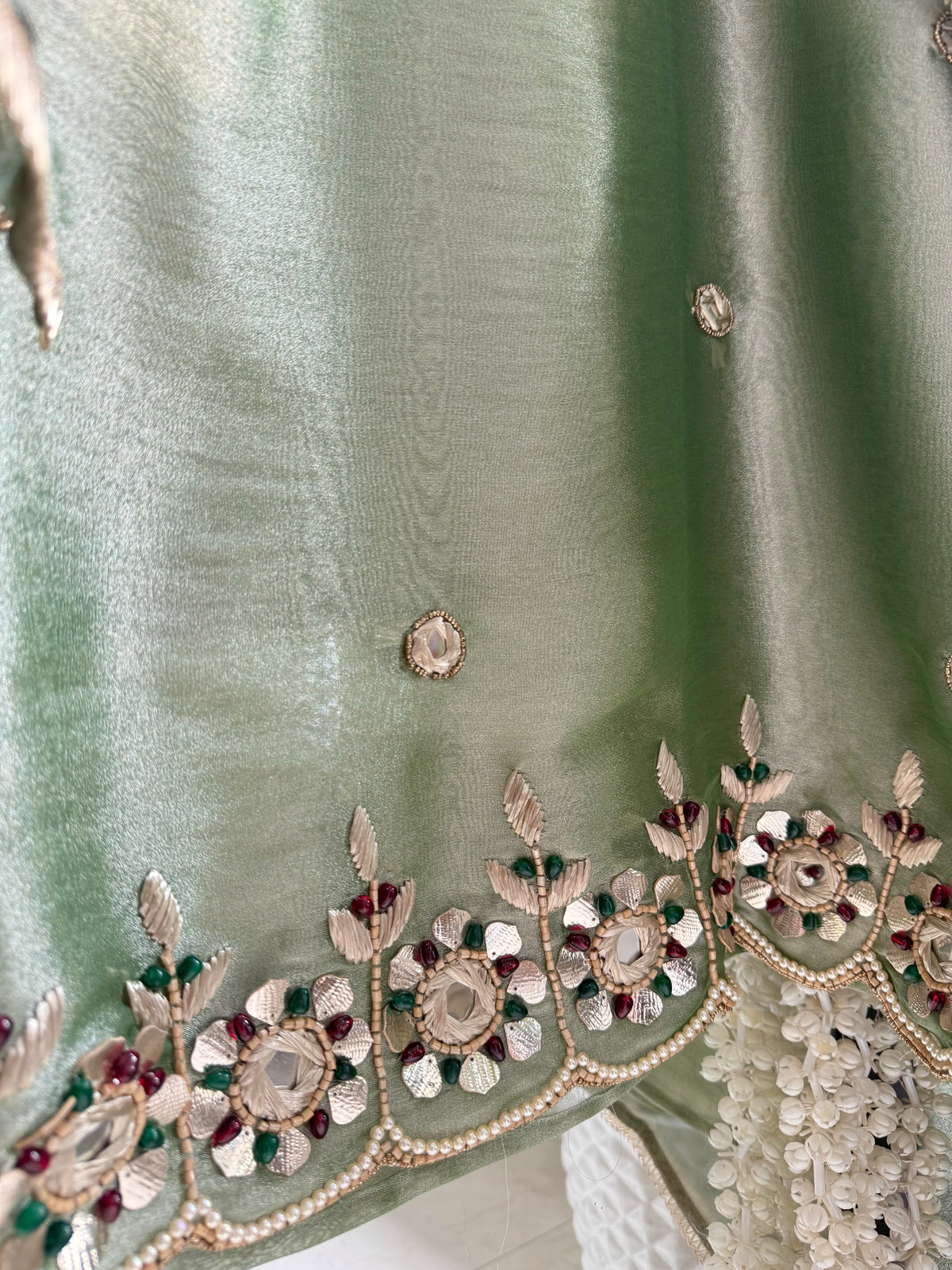 Luxurious leather patti bejewelled suit