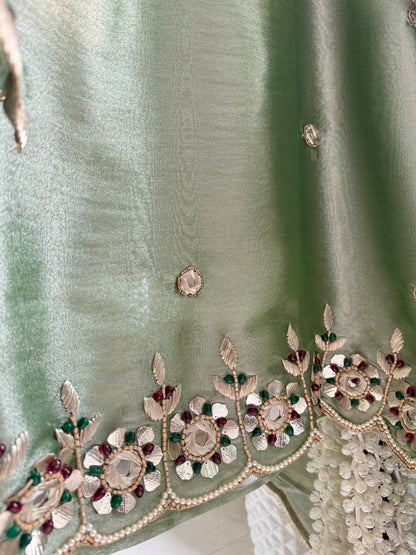 Luxurious leather patti bejewelled suit