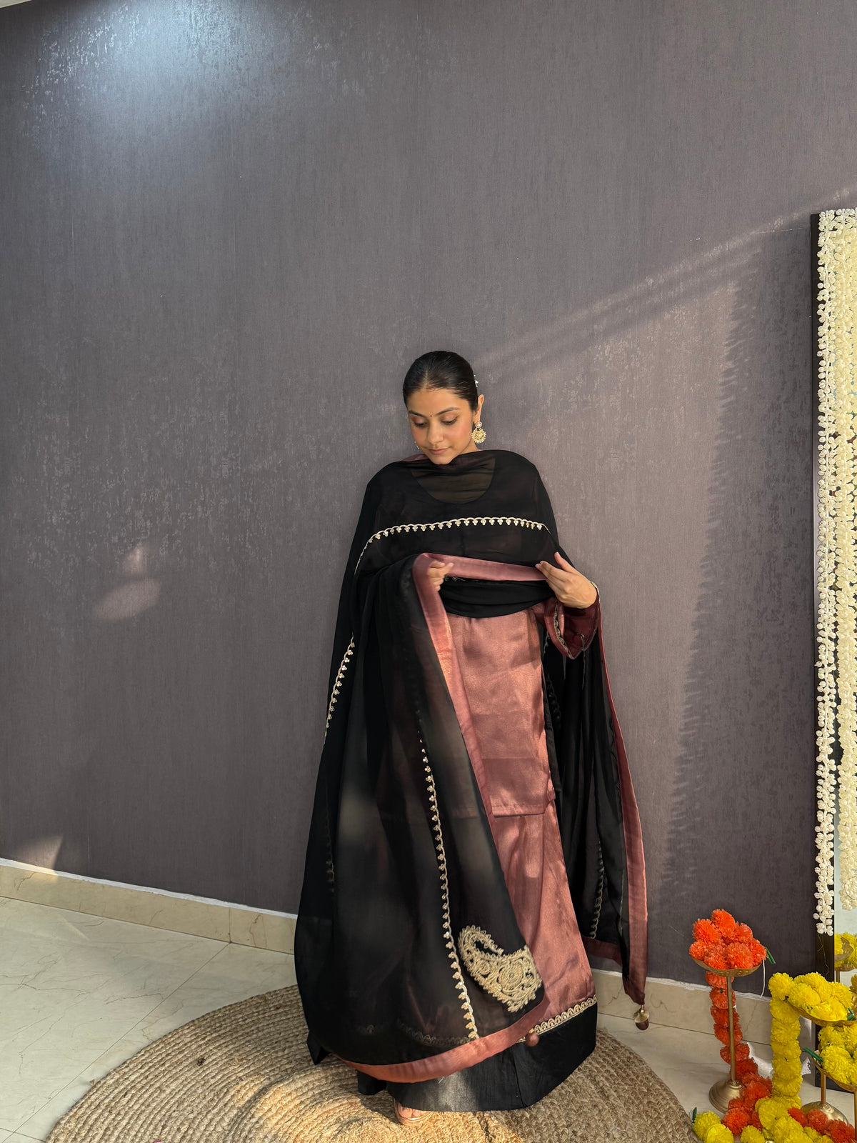 Luxurious metallic sharara set