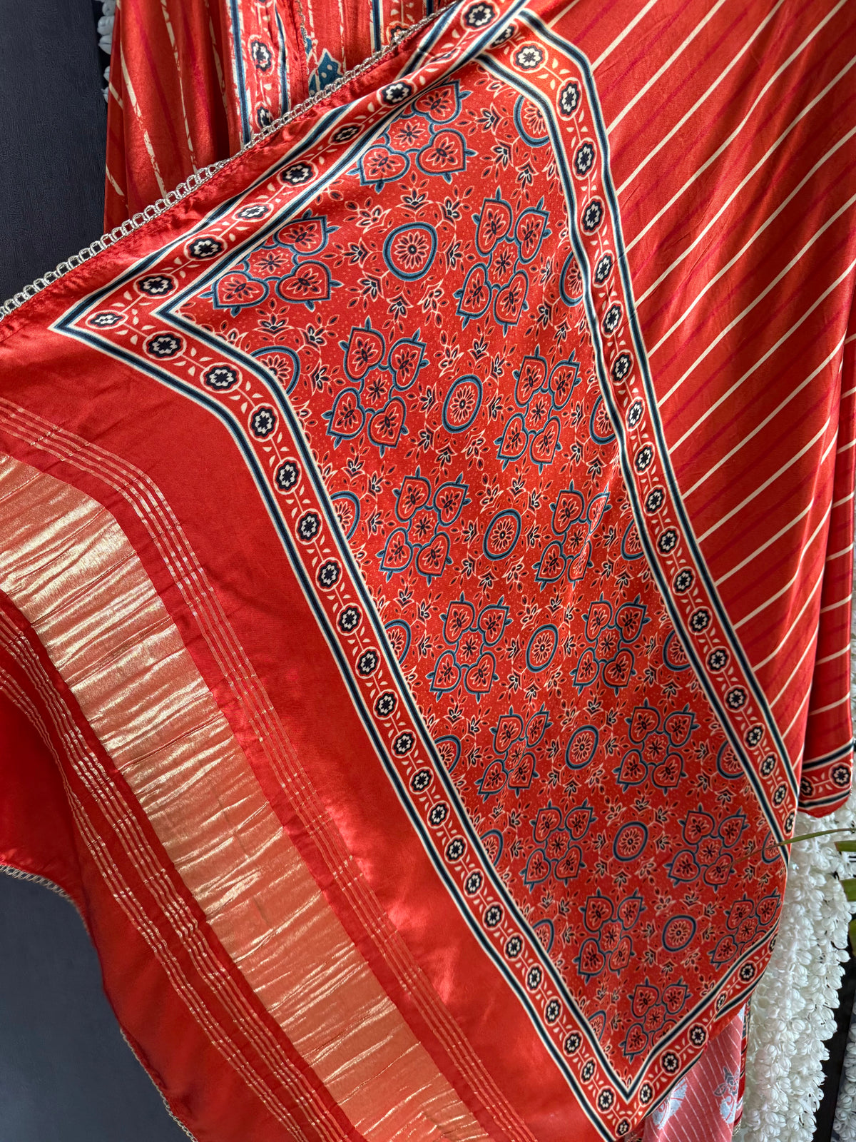 Gajji silk ajrakh Handwork suits