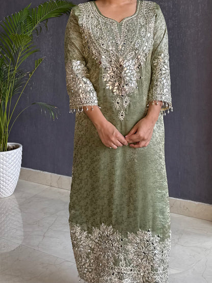 Tissue jacquard gotapatti mirror set