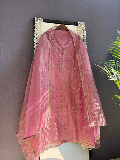 Premium tissue organza aari embroidered suit