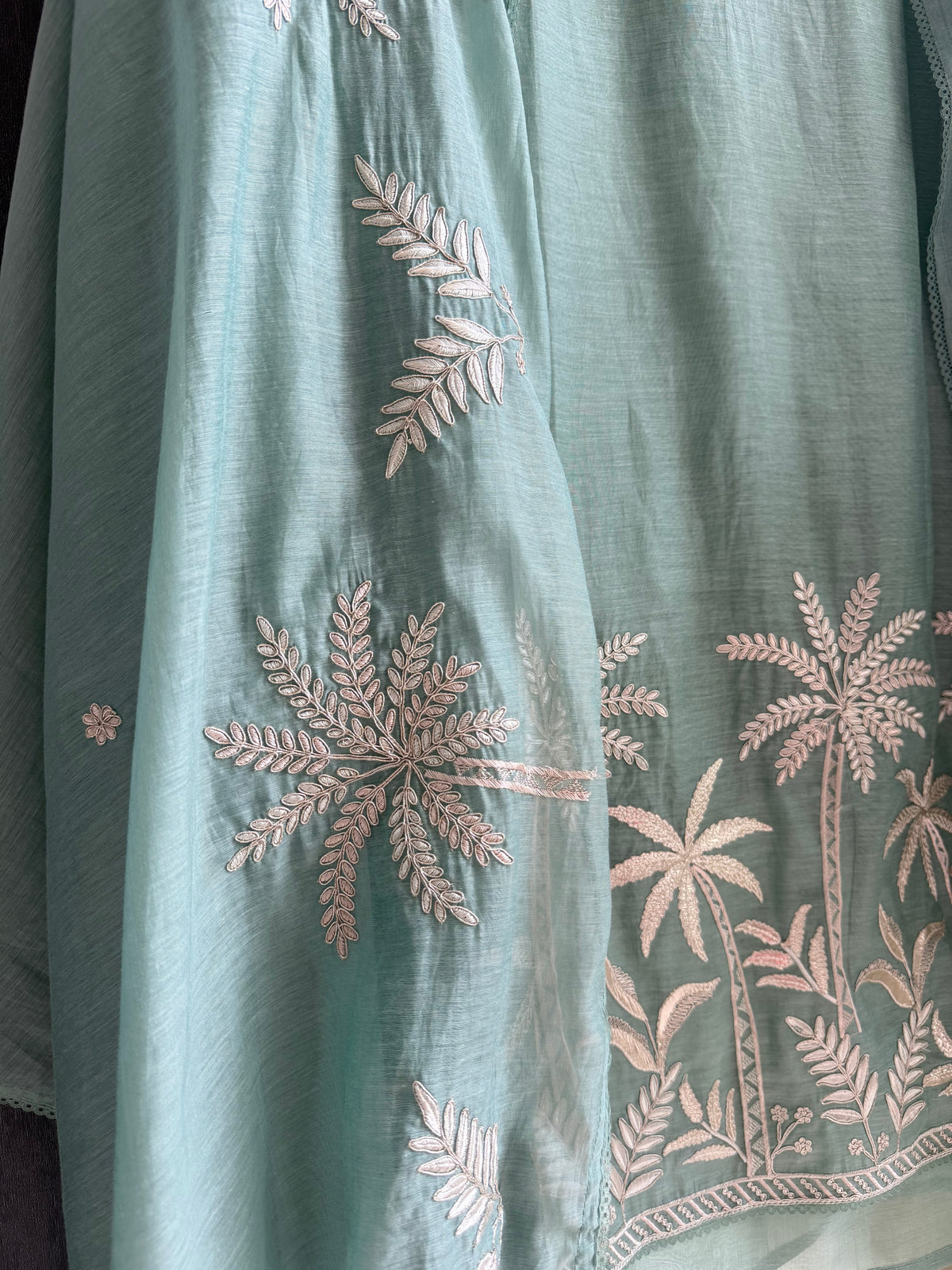 Luxurious Mul chanderi tropical trees suit