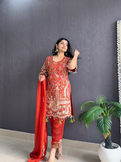 Luxurious raw silk Handwork set