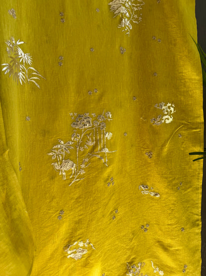 Luxurious Mul chanderi gota appliqué work suit