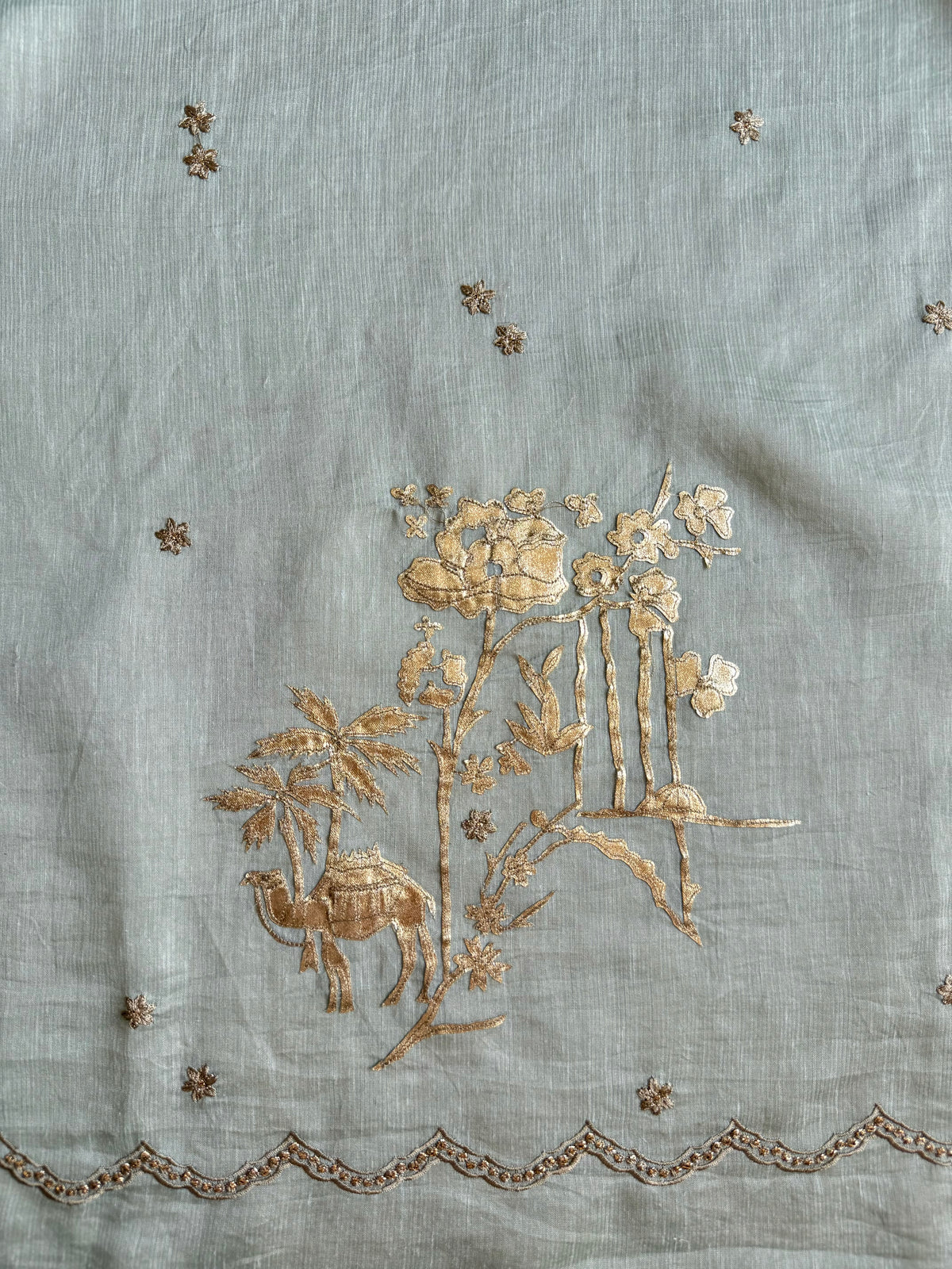 Luxurious Mul chanderi gota appliqué work suit