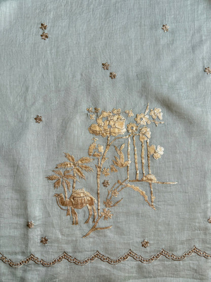 Luxurious Mul chanderi gota appliqué work suit