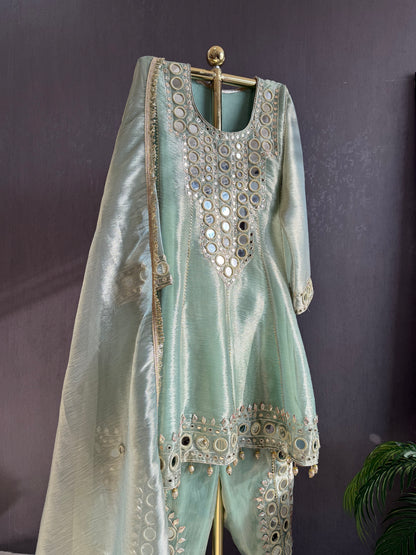 Luxurious mirrorwork anarkali set