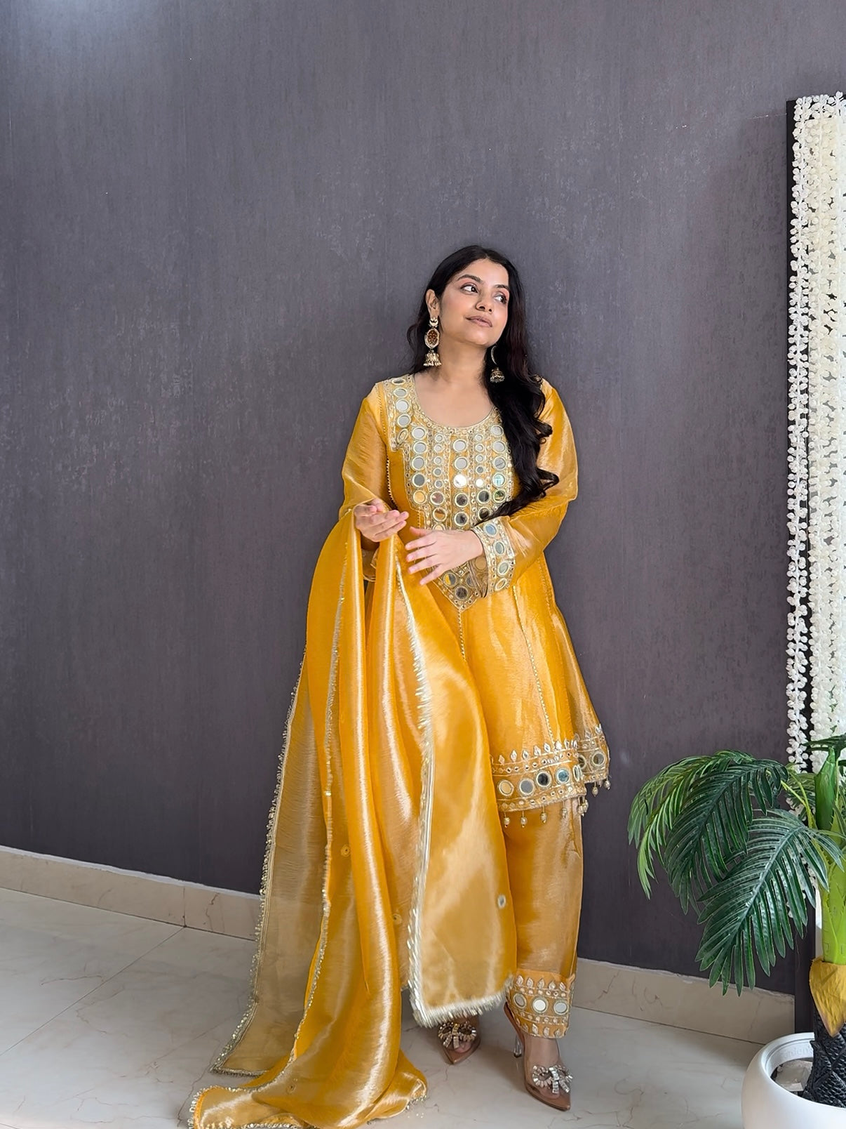 Luxurious mirrorwork anarkali set