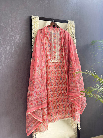 Mulmul cotton paisley florals suit