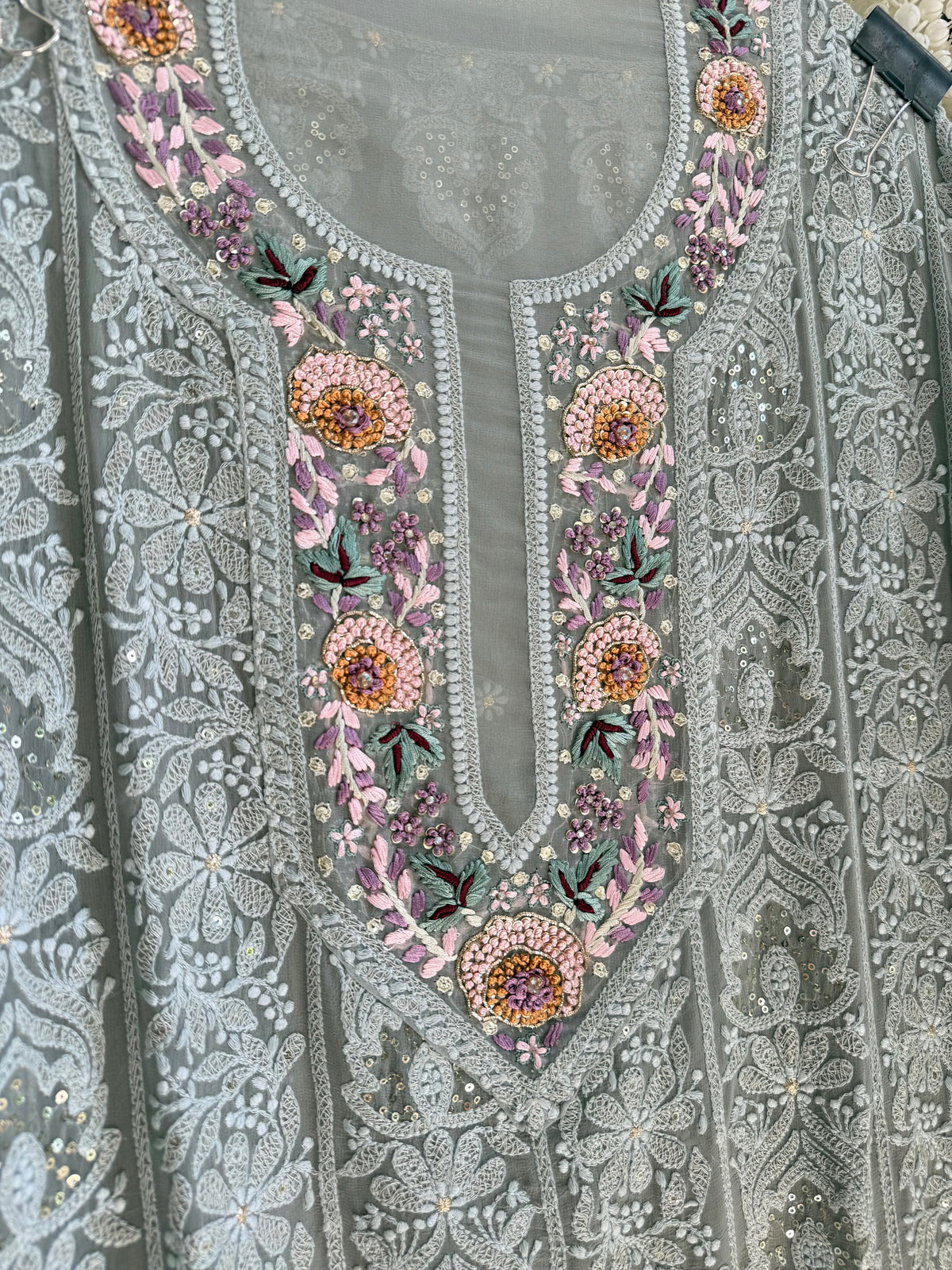 Lucknowi embroidered handwork suit