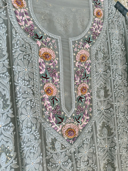 Lucknowi embroidered handwork suit