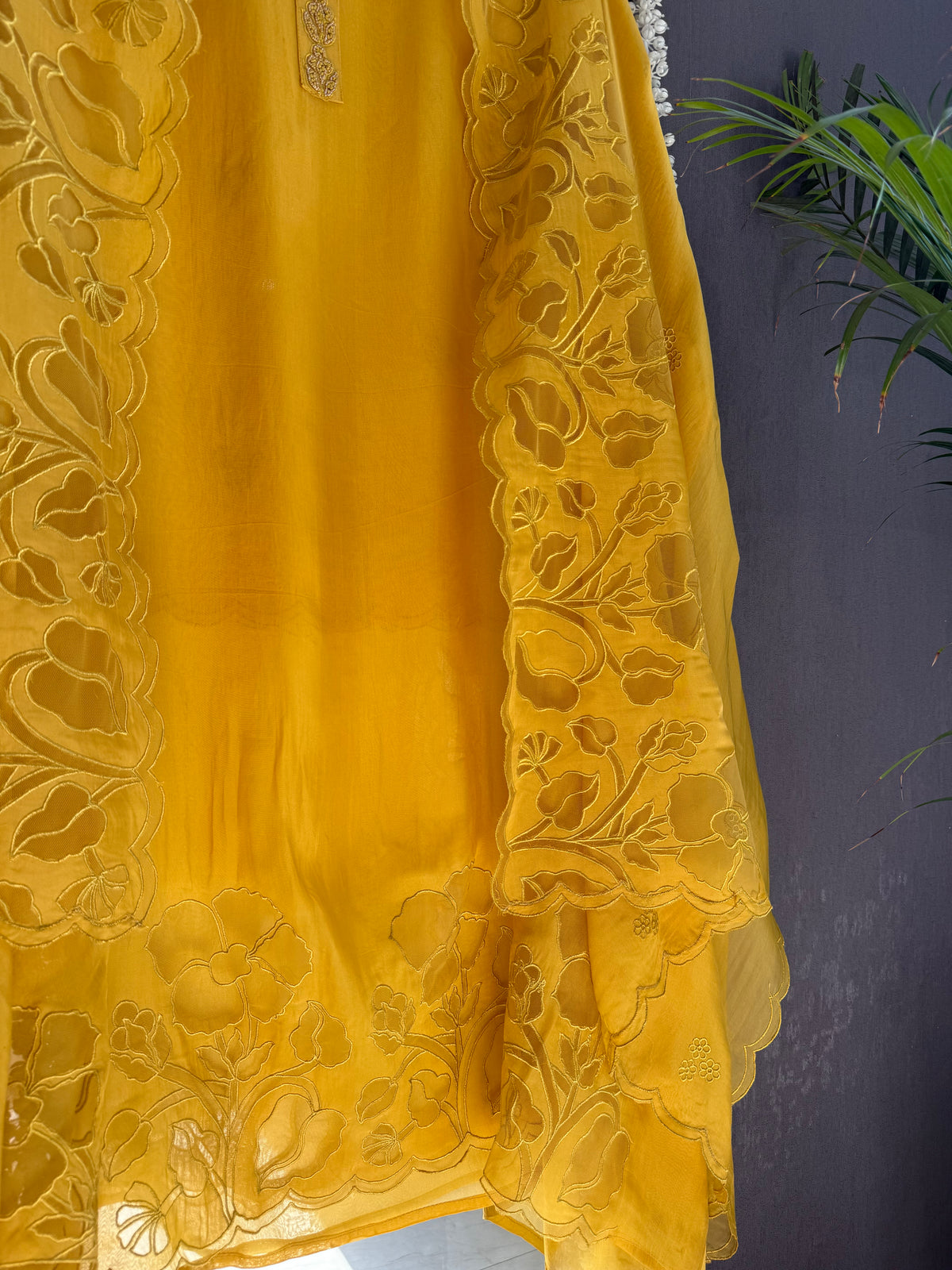 Organza monochromatic appliqué suit