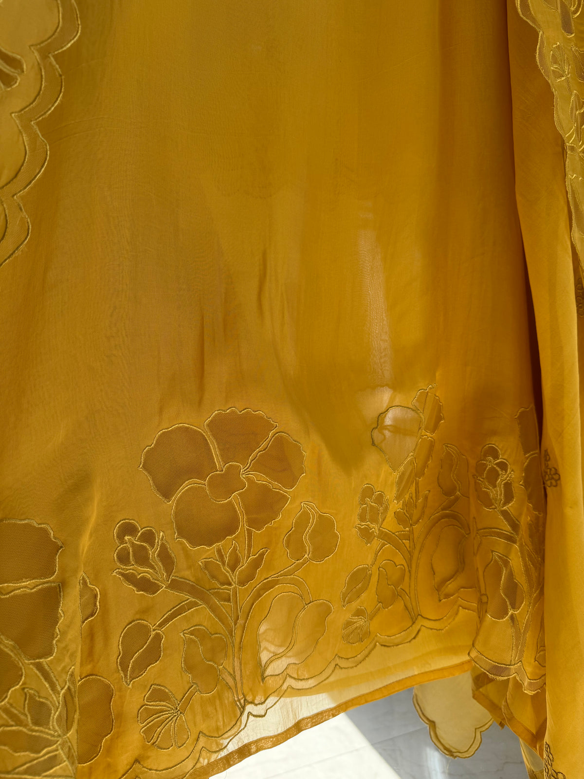 Organza monochromatic appliqué suit