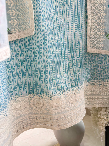 Chanderi cotton dolphins lucknowi suit