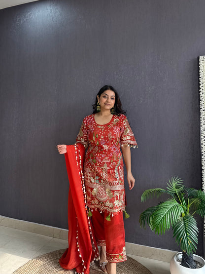 Luxurious raw silk Handwork set