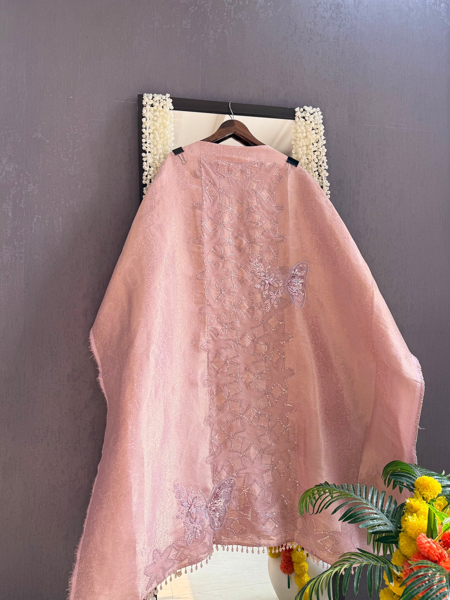 Luxurious brocade cutwork Tissue silk suit