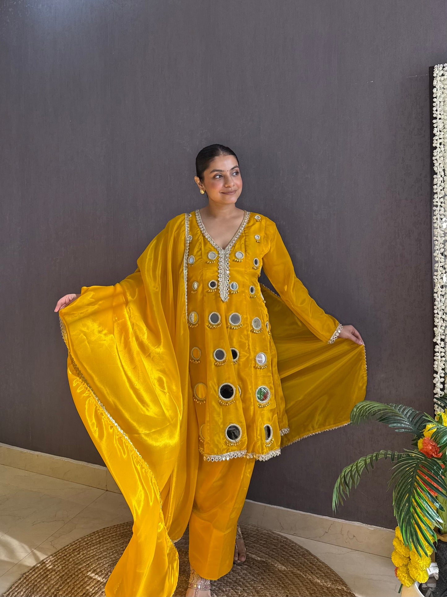 Luxurious mirrorwork farshi salwar set
