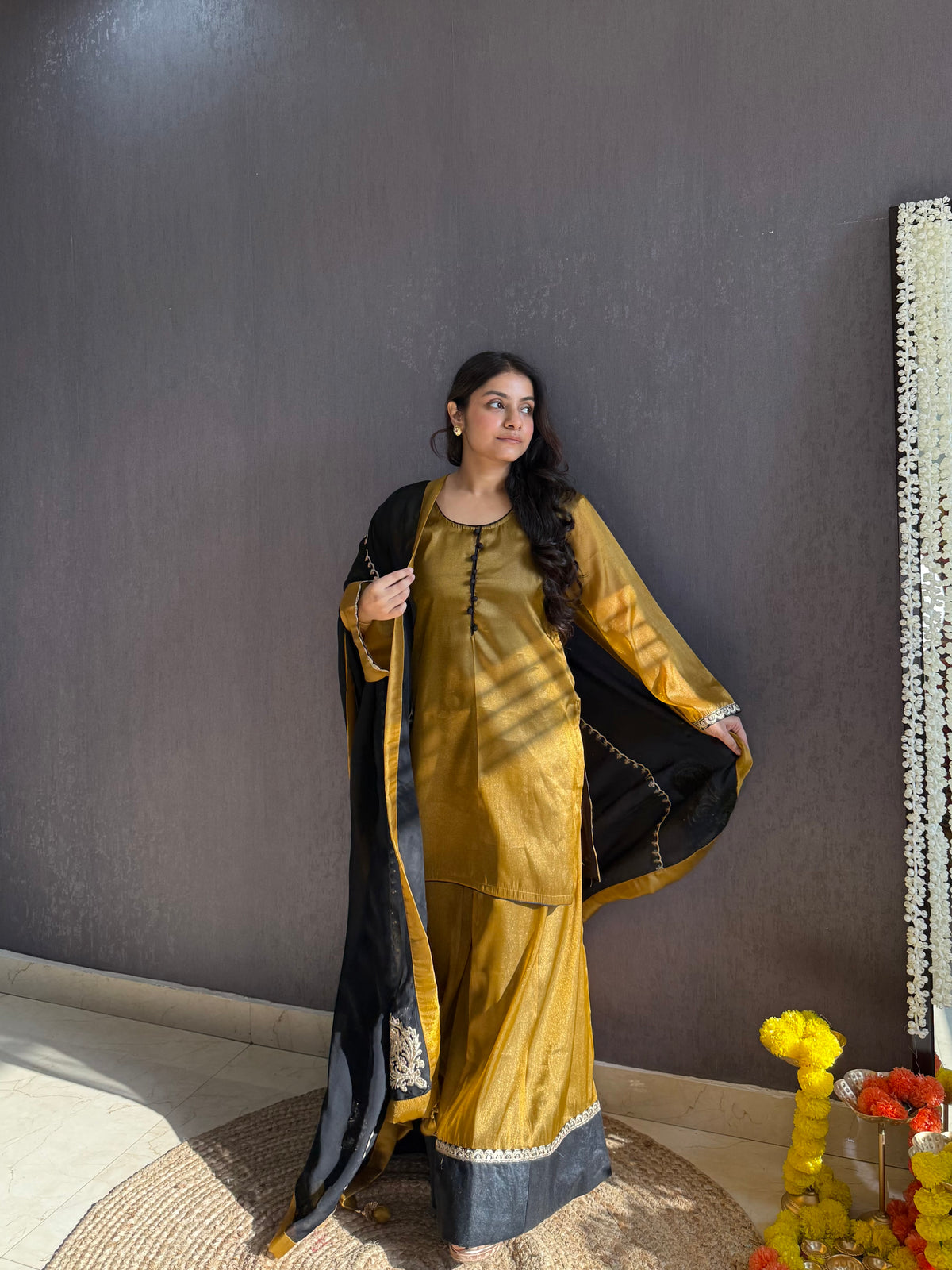 Luxurious metallic sharara set