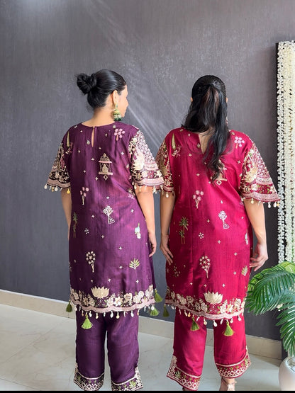 Luxurious raw silk Handwork set