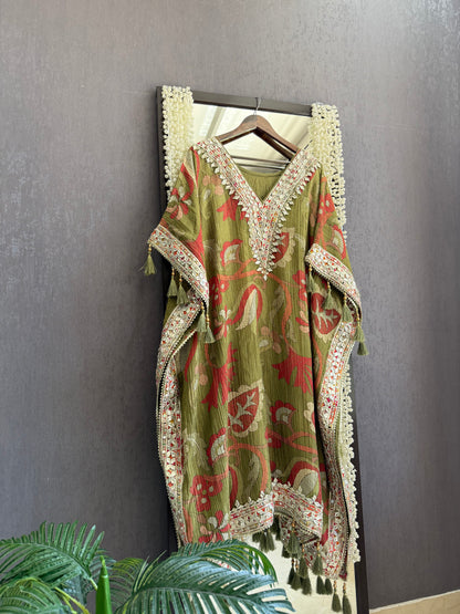 Luxurious abstract floral gotapatti kaftan set