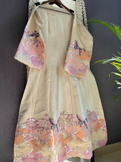 Luxurious appliqué birds Anarkali suit