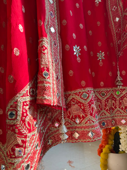 Luxurious crepe Benarsi Mirrorwork suit