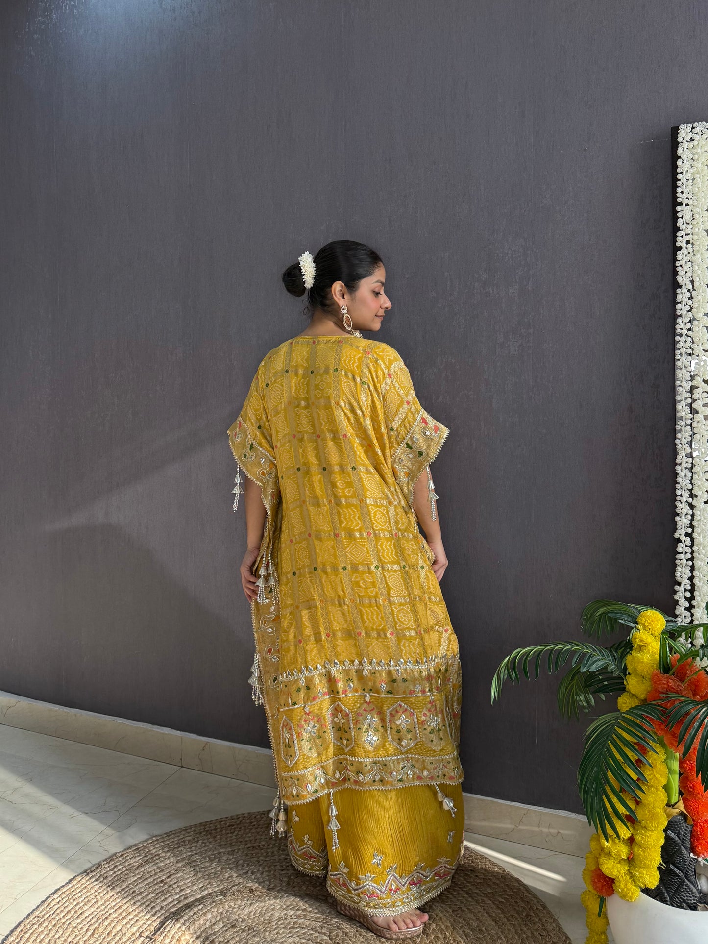 Luxurious gharchola bandhej kaftan set