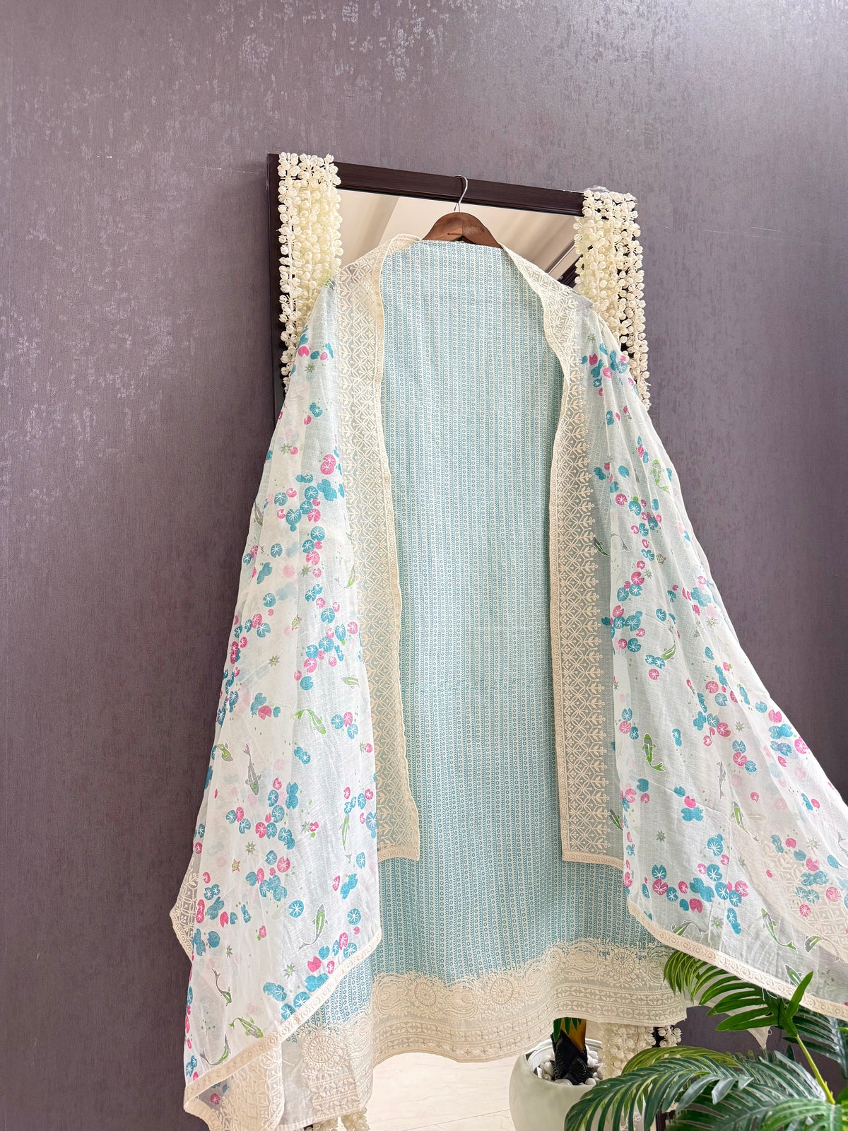 Chanderi cotton dolphins lucknowi suit