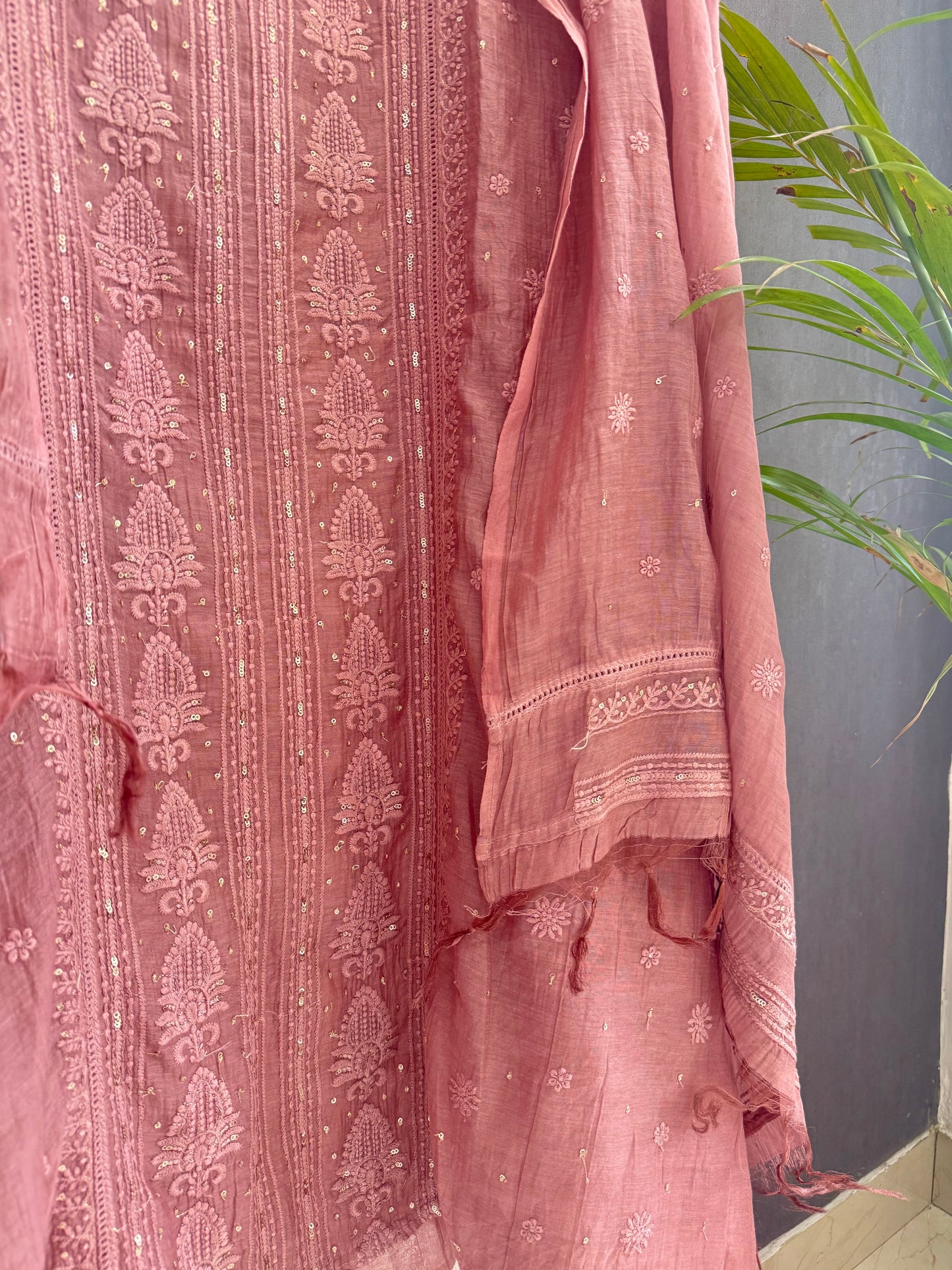 Luxurious Mul chanderi lucknowi handwork suit