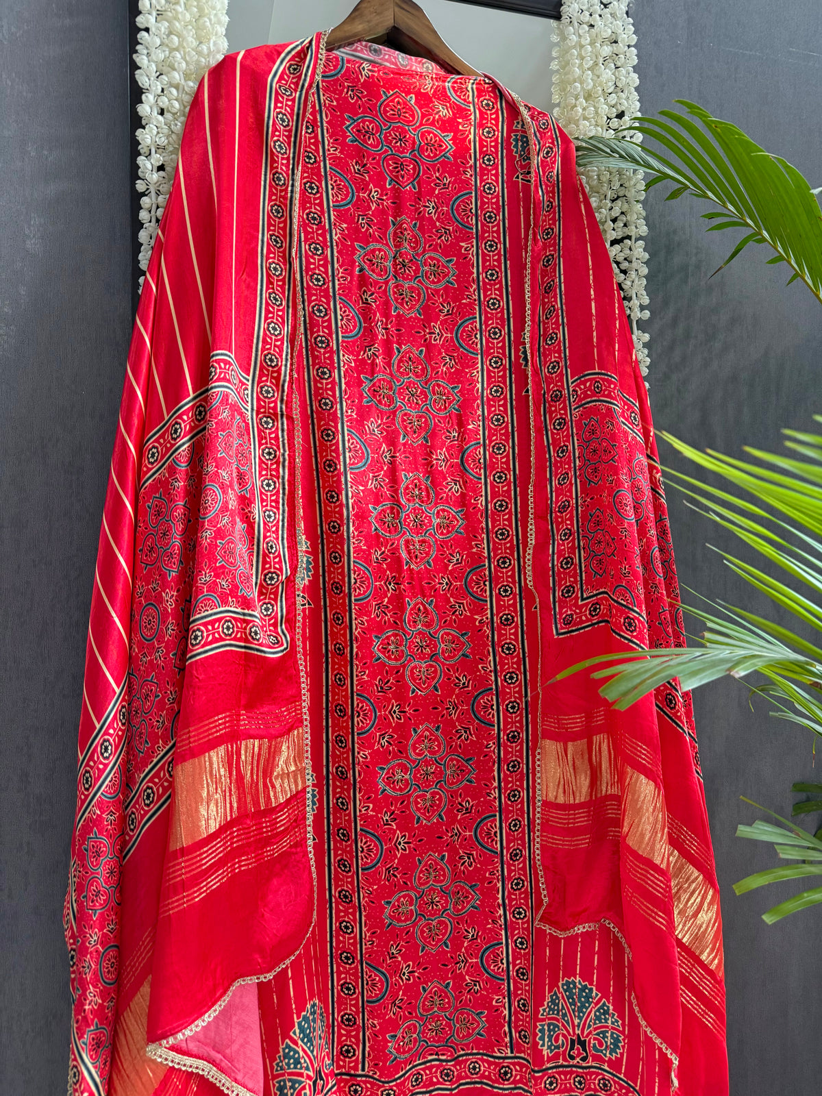 Gajji silk ajrakh Handwork suits