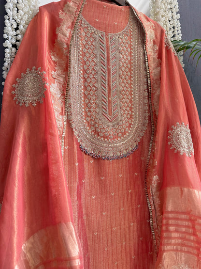Luxurious Tissue benarsi zari handwork suit