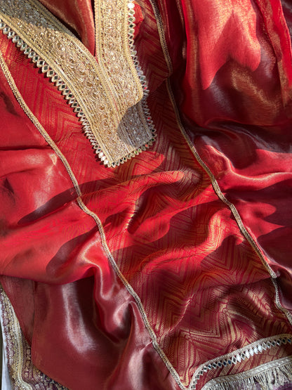 Luxurious Tissue silk Aari work suit