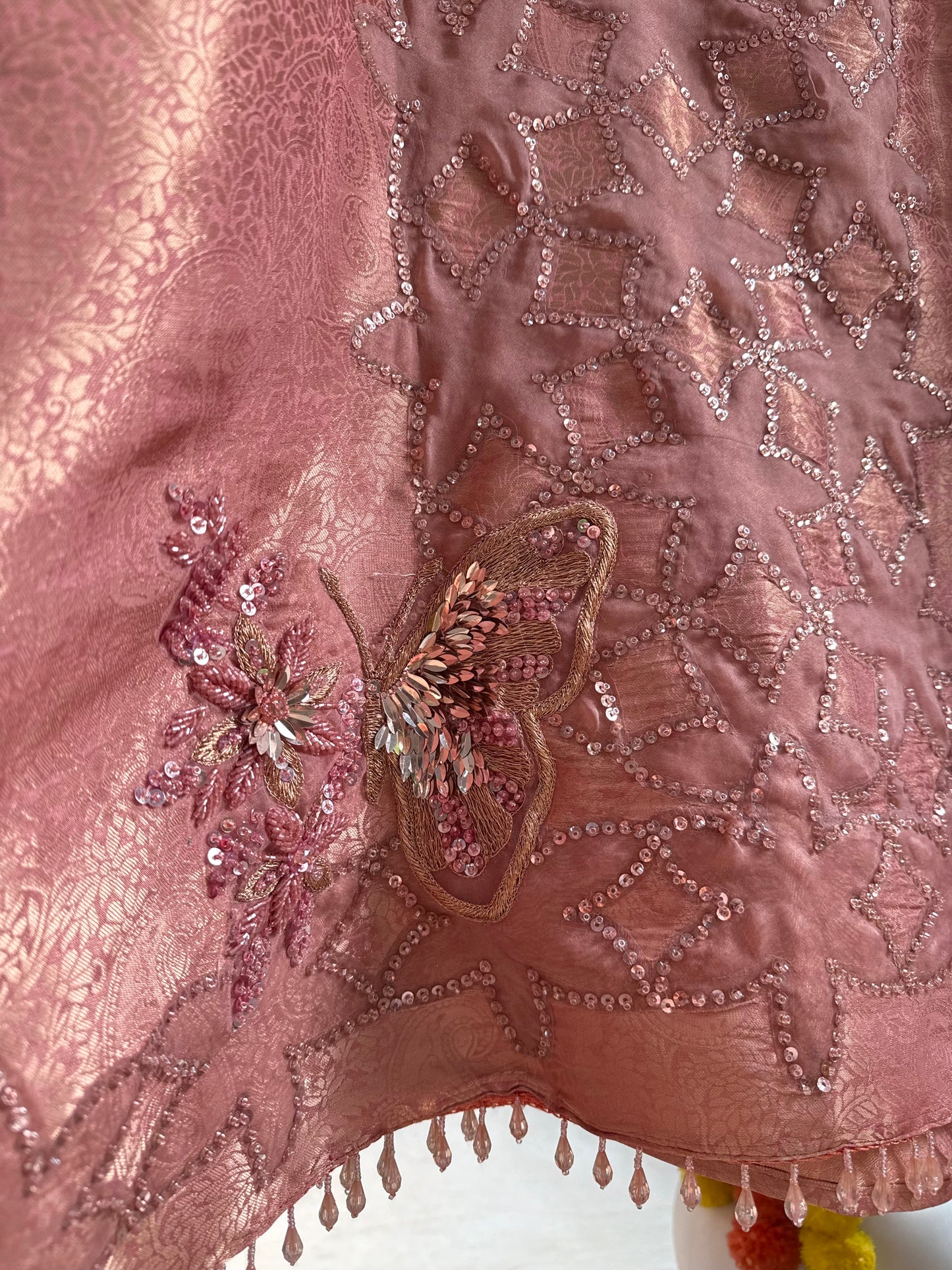 Luxurious brocade cutwork Tissue silk suit