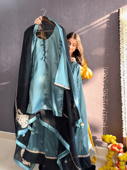 Luxurious metallic sharara set