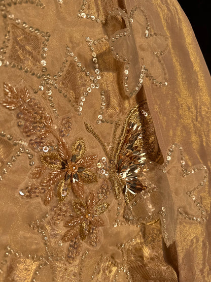 Luxurious brocade cutwork Tissue silk suit