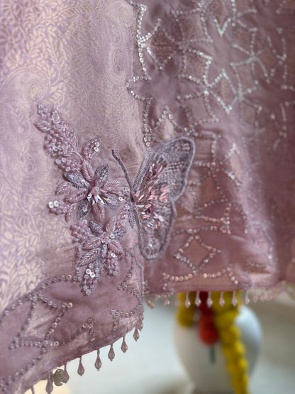 Luxurious brocade cutwork Tissue silk suit