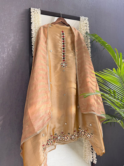 Luxurious leather patti bejewelled suit