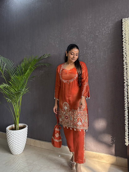 Handwork peacock designer coord set