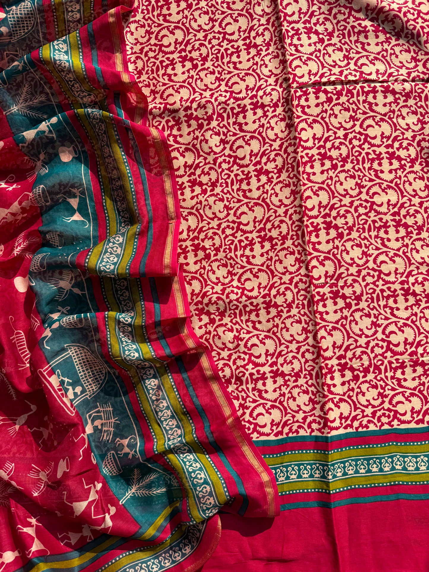 Pure Maheshwari warli art suit