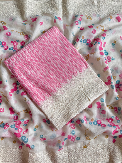 Chanderi cotton dolphins lucknowi suit