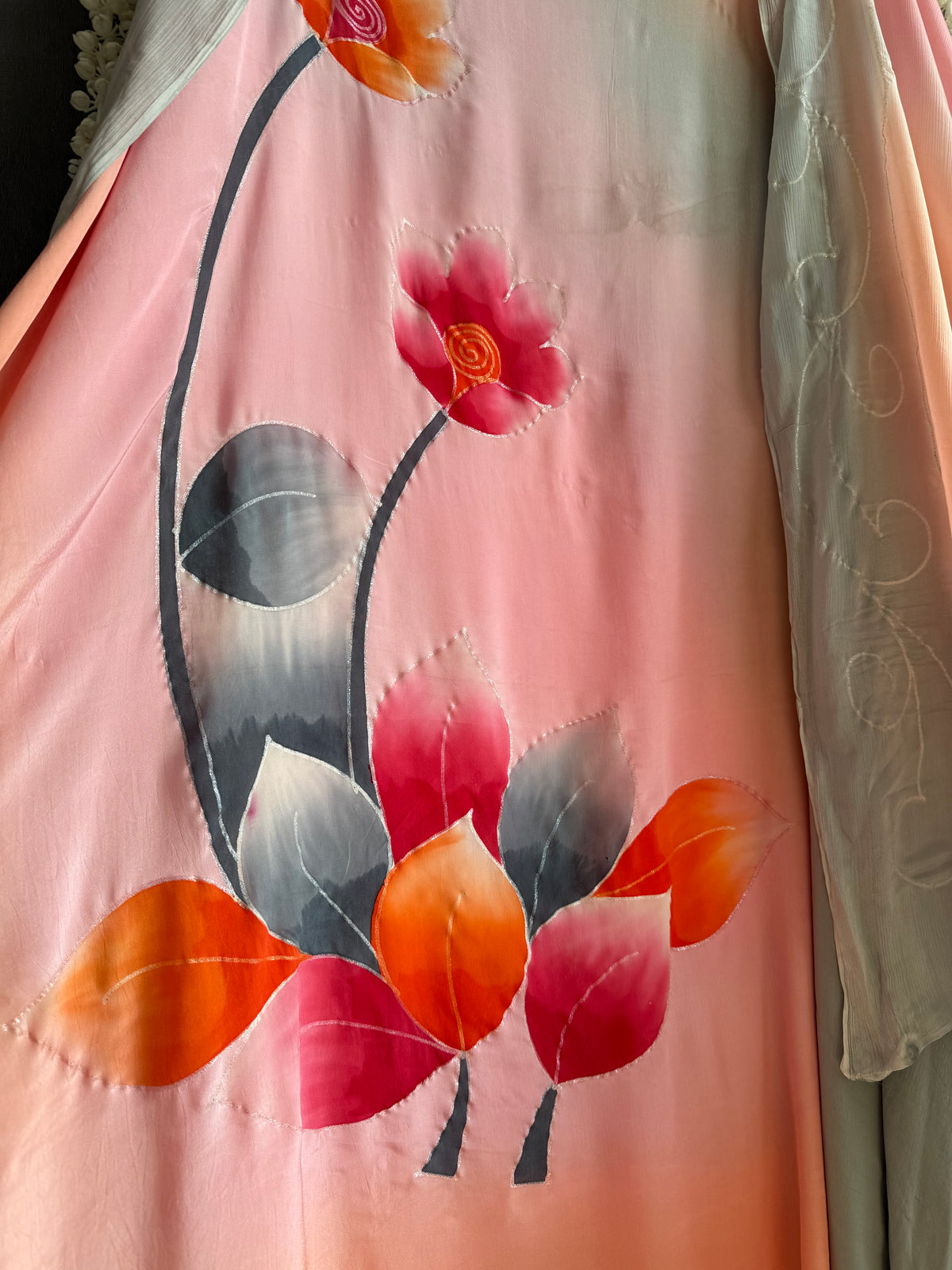 Pure crepe handpainted suit
