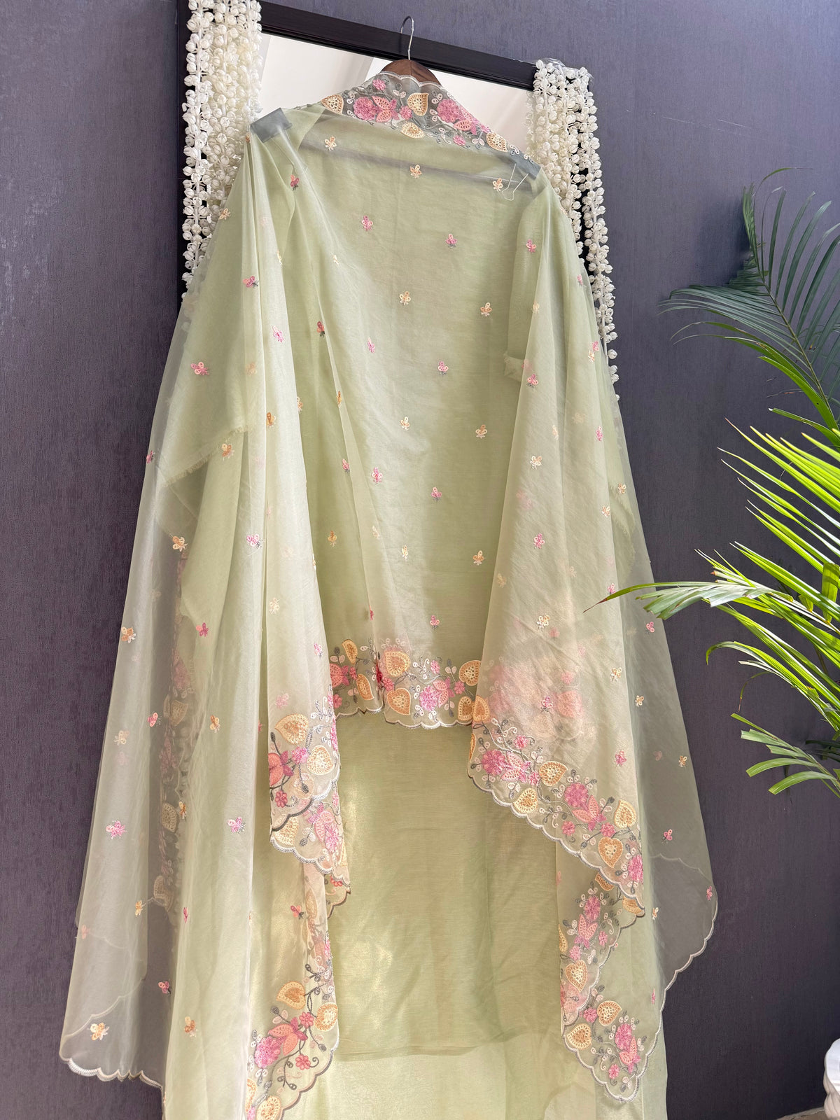 Premium tissue silk hand embroidered suit